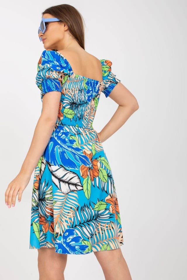 Love Lace Love Lace Women's Spanish Neckline Tie Front Summer Dress in Blue - 3