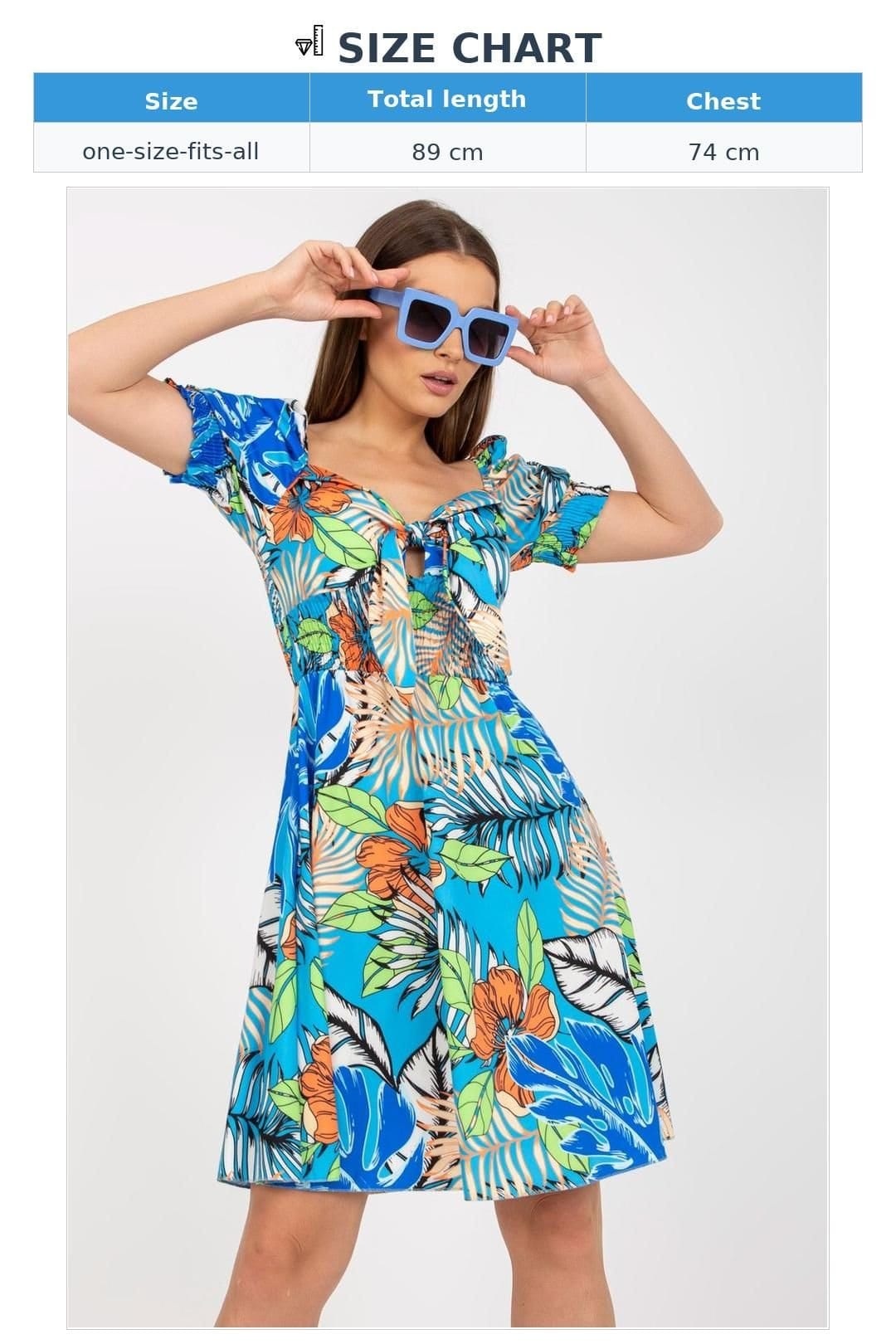 Love Lace Love Lace Women's Spanish Neckline Tie Front Summer Dress in Blue - 4