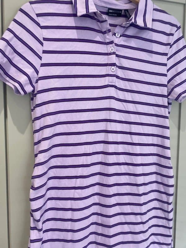 ASOS Design ASOS design lilac stripe Y2K size 10 ruched side t shirt dress