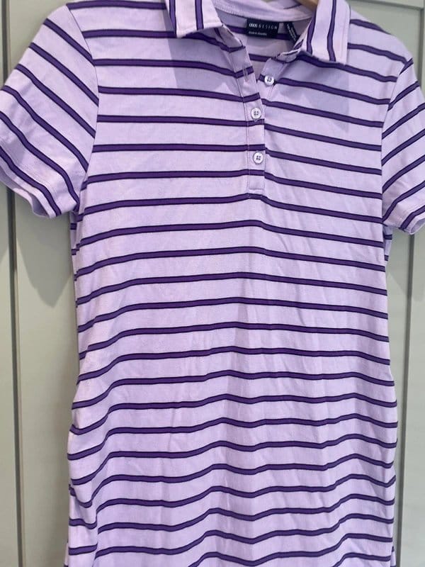 ASOS Design Lilac Stripe Y2K Ruched Side T-Shirt Dress