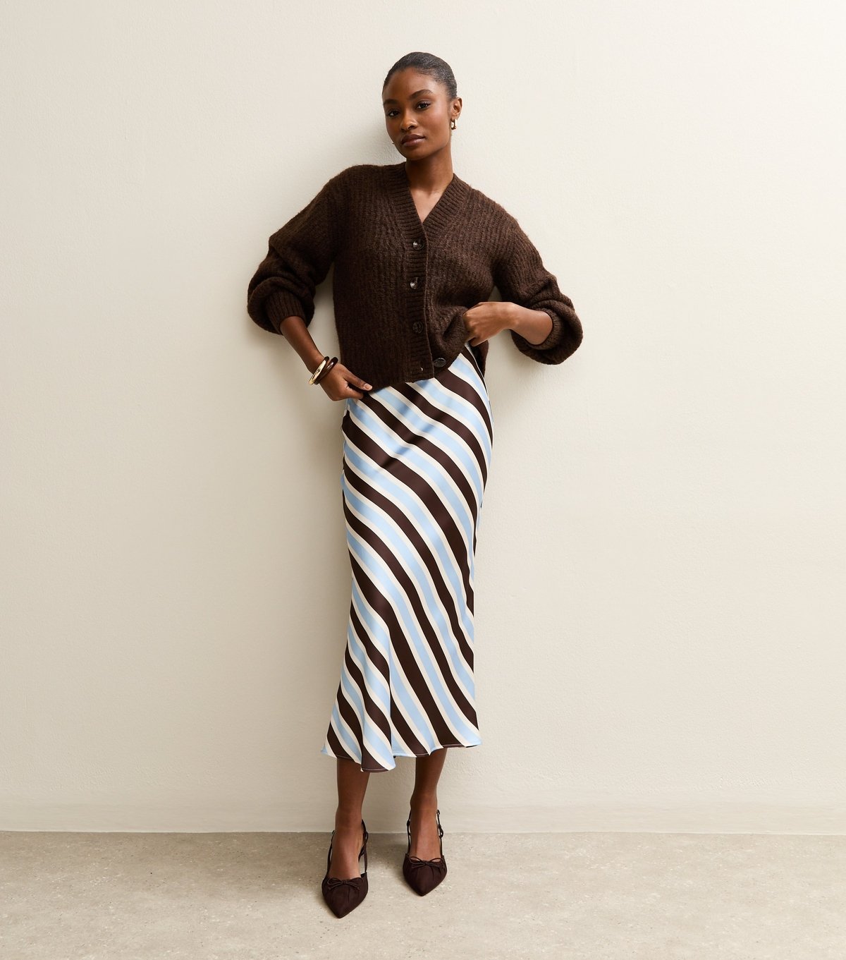 New Look Women's Brown Chunky Knit V-Neck Cardigan New Look - 3