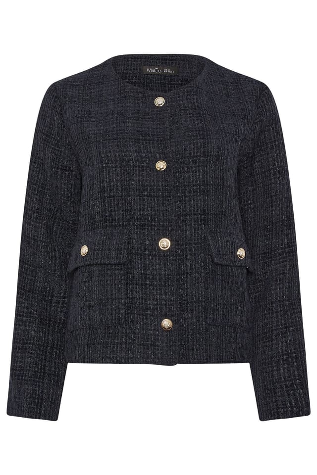 M&Co M&Co Women's Boucle Button Up Jacket in Dark Navy - 2