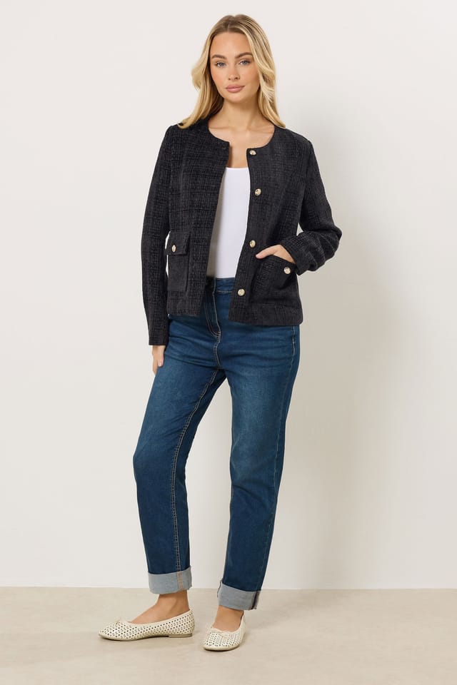 M&Co M&Co Women's Boucle Button Up Jacket in Dark Navy - 3