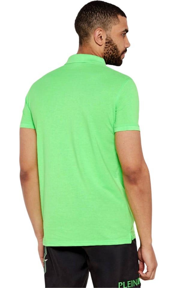 Plein Sport Plein Sport Men's Short Sleeve Collared Polo Shirt in Lime - 3