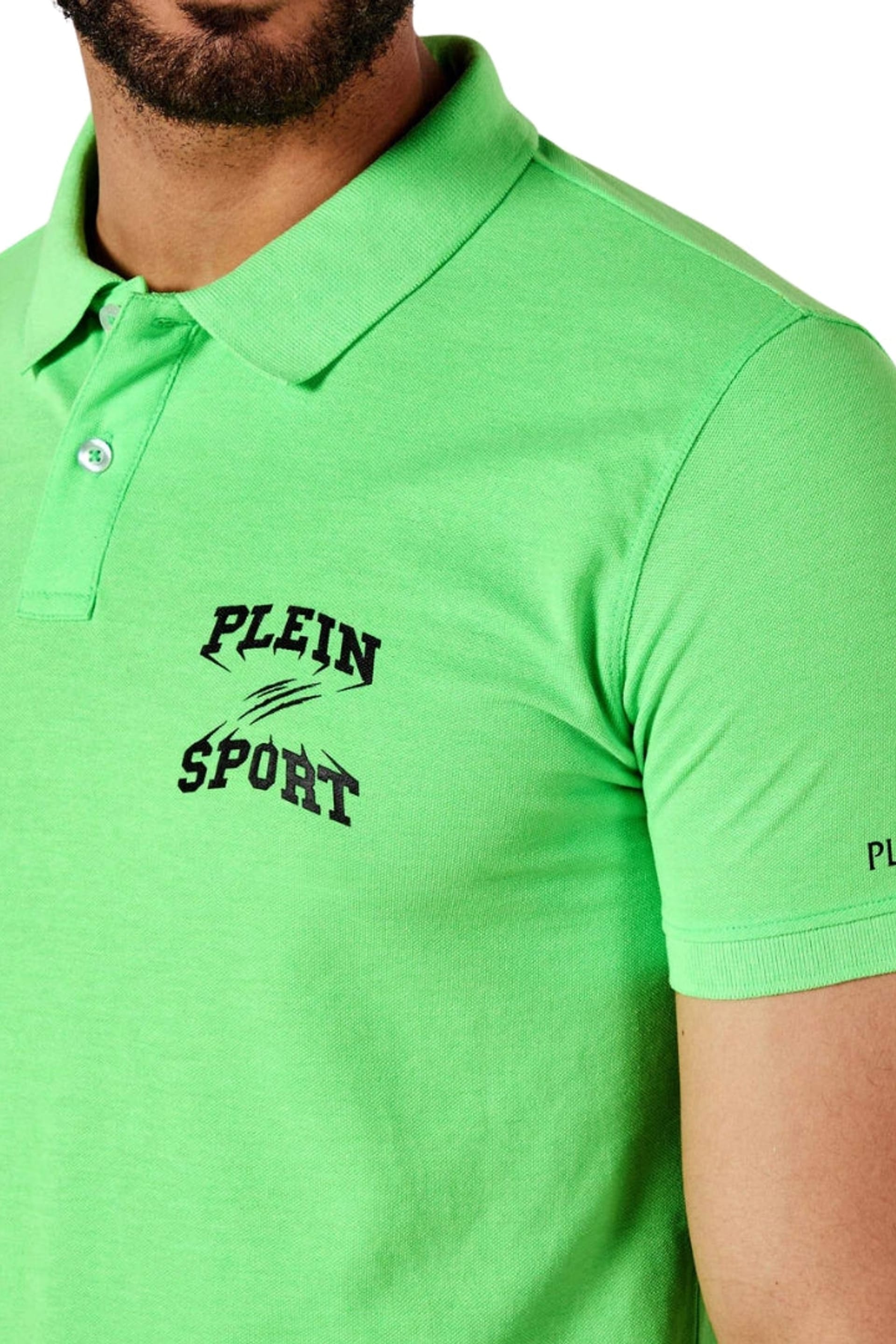 Plein Sport Plein Sport Men's Short Sleeve Collared Polo Shirt in Lime - 4
