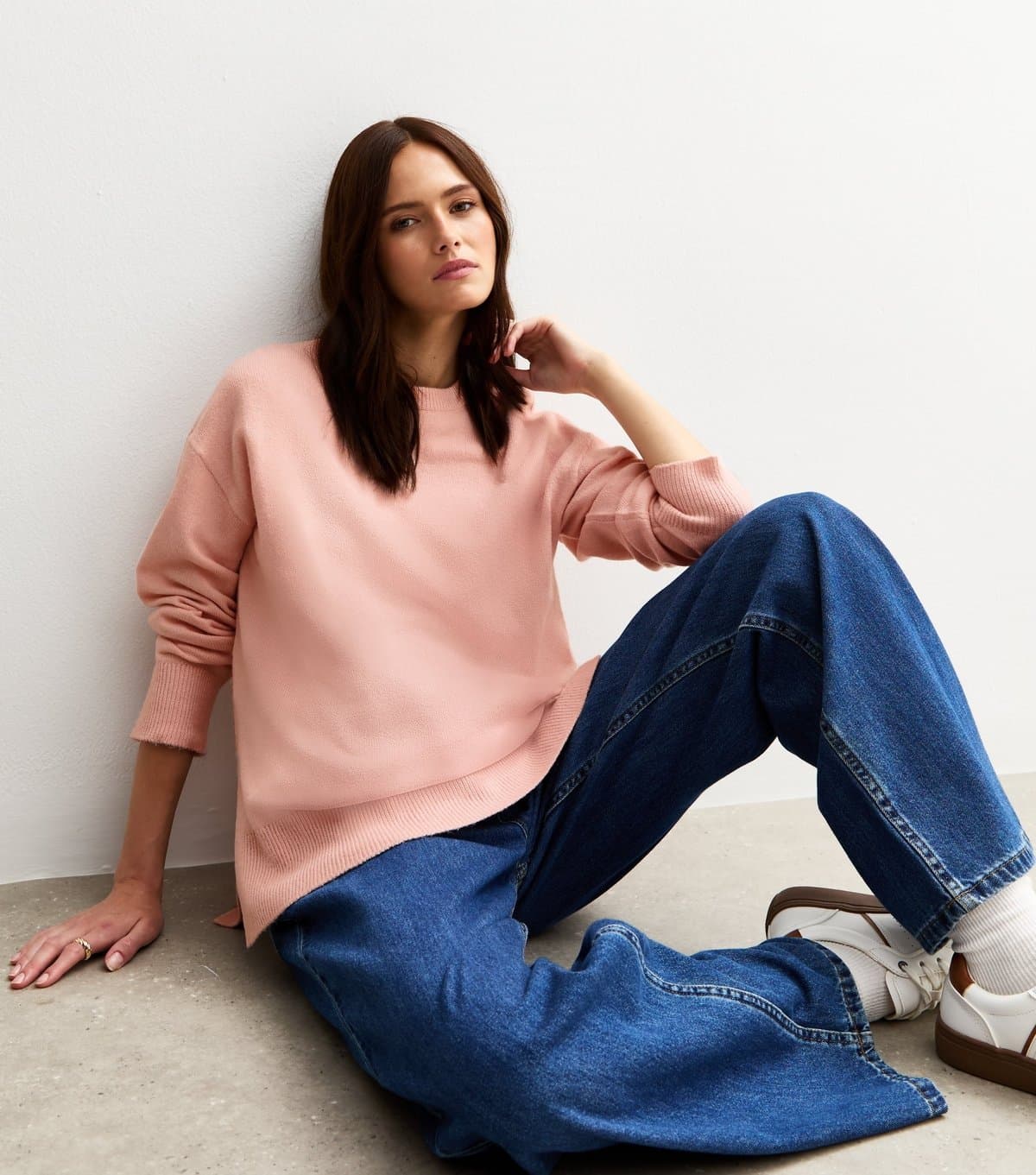 New Look Women's Light Pink Knitted Side Split Jumper New Look