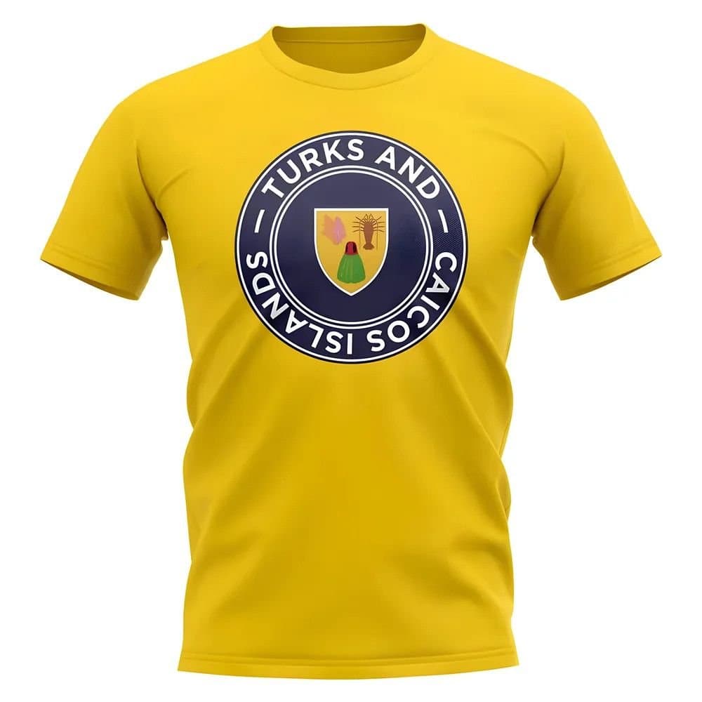 Turks and Caicos Turks and Caicos Men's Personalised Football Badge T-Shirt in Yellow