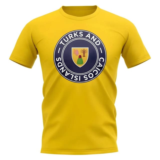 Turks and Caicos Turks and Caicos Men's Personalised Football Badge T-Shirt in Yellow - 2