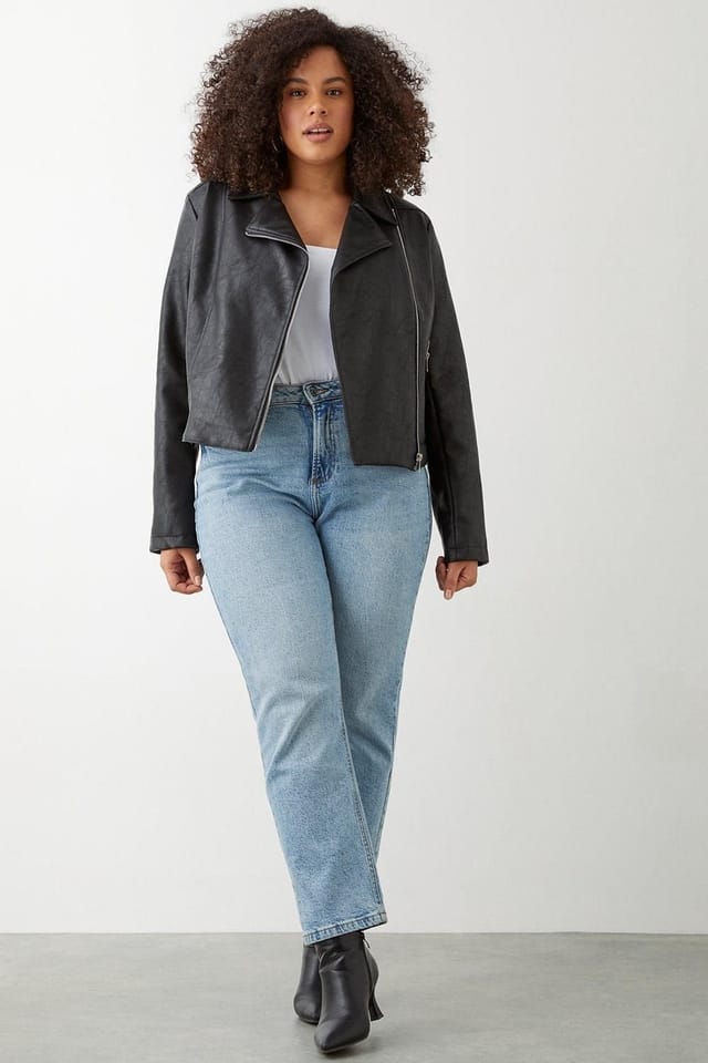 Dorothy Perkins Dorothy Perkins Women's Curve Faux Leather Biker Jacket in Black - 2