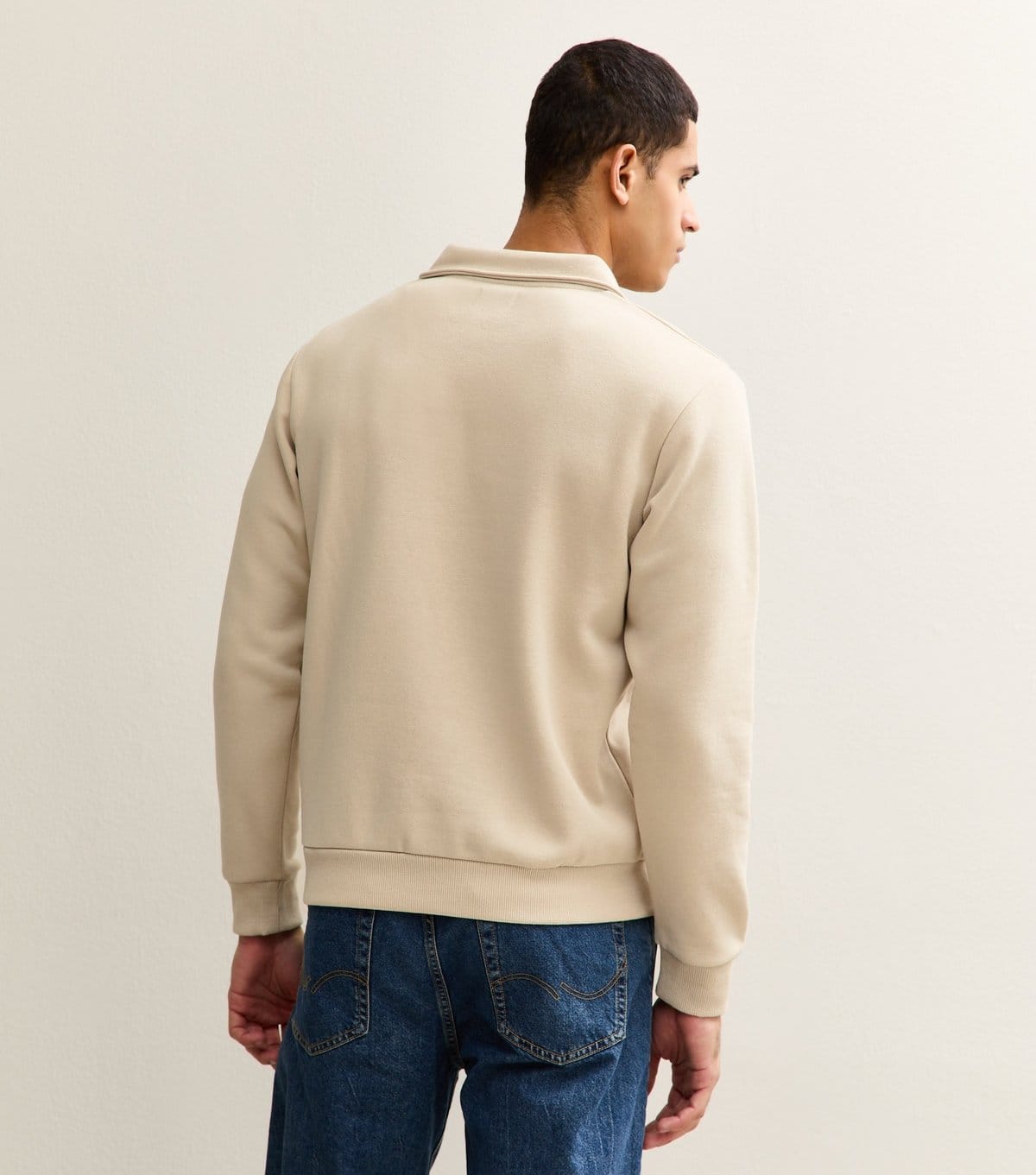 jack & jones Men's Stone Polo Collar Sweatshirt Jack & Jones New Look - 4