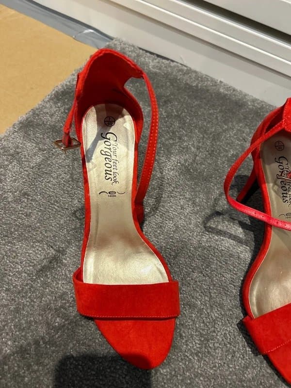 New Look New Look Red Velvet look strappy heels, Uk 7/ 40