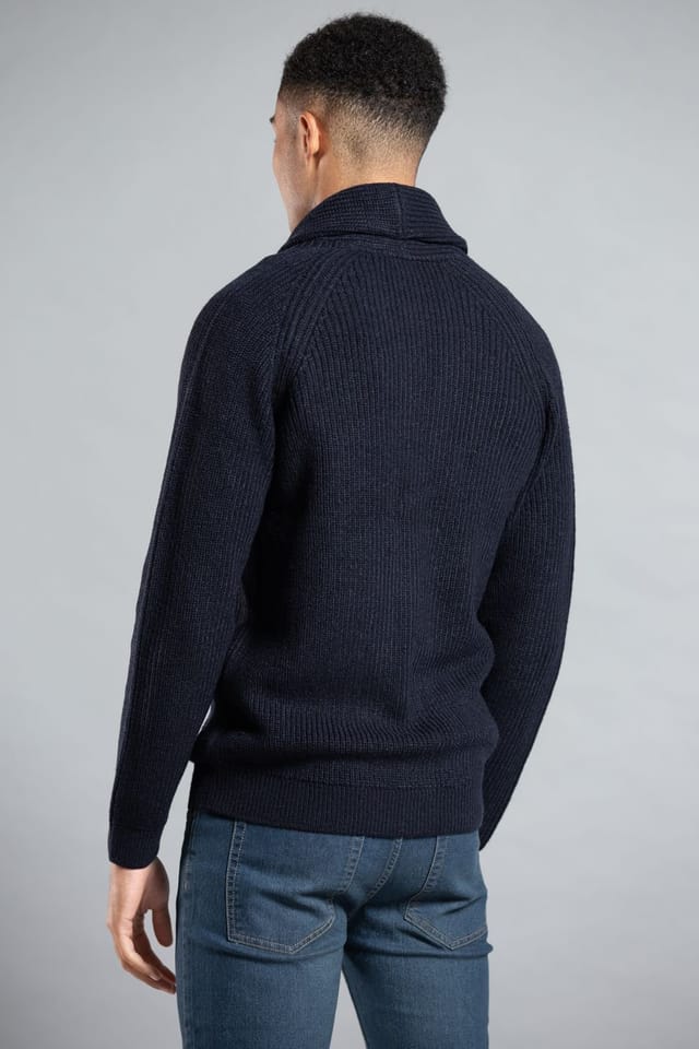 Tokyo Laundry Tokyo Laundry Men's Shawl Neck Ribbed Cardigan in Dark Navy - 2