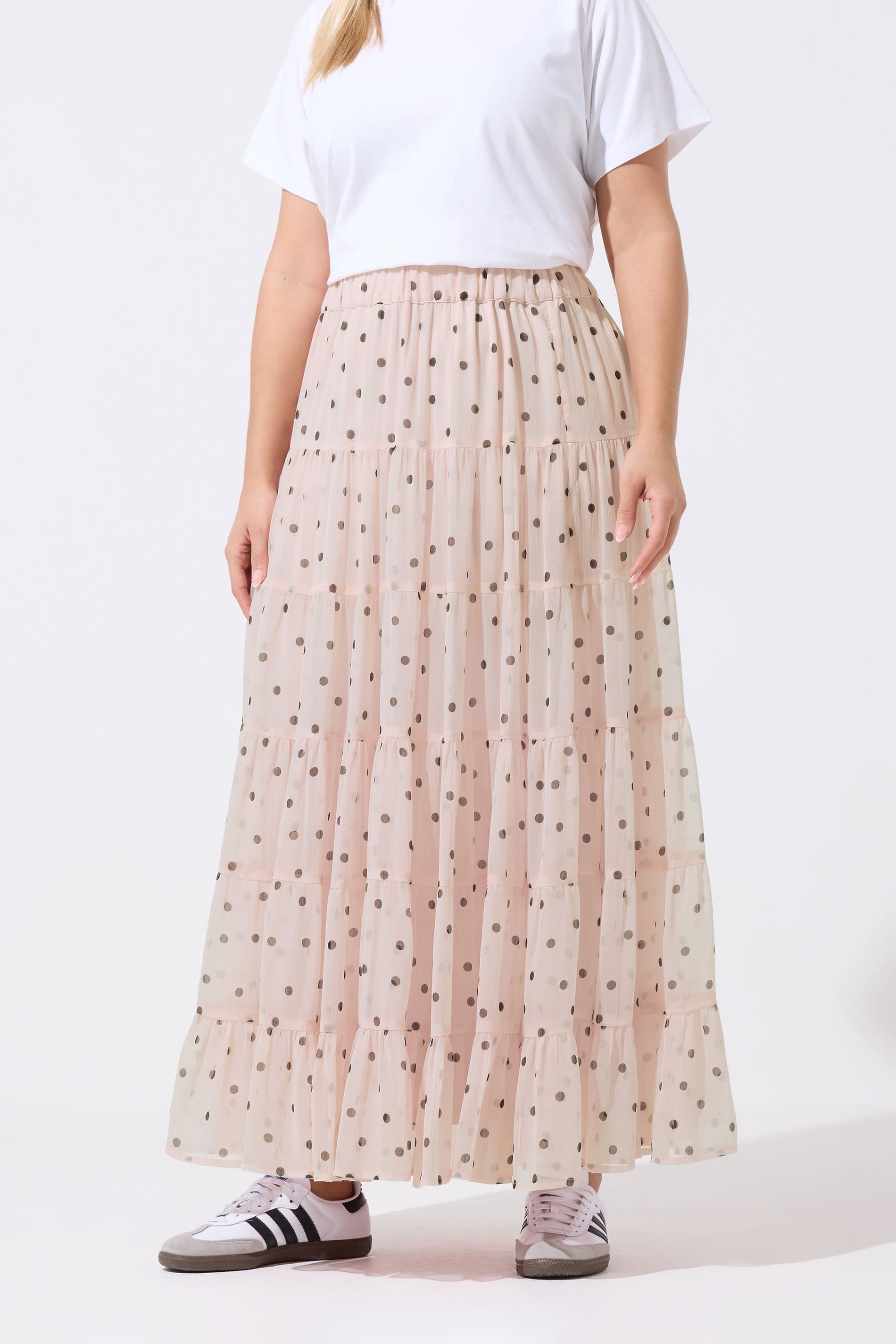 Limited Collection Plus Size Pink Polka Dot Chiffon Skirt