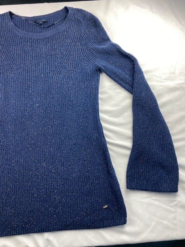 Tommy Hilfiger Tommy Hilfiger Navy Blue & Gold Fleck Longline Jumper – Size Large (uk12)