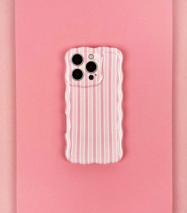 Coconut Lane Pink Powder Stripe Wavy Phone Case Coconut Lane New Look - 2
