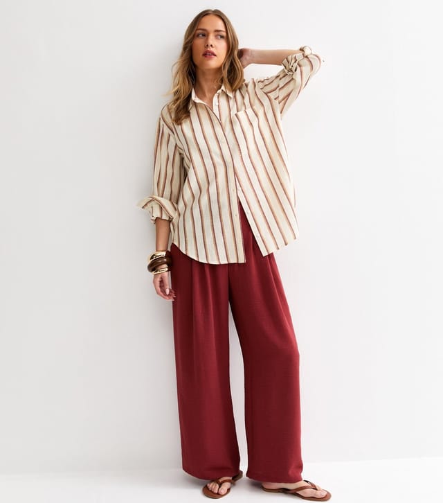 New Look Women's Cream Striped Cotton Long Sleeve Shirt New Look - 3