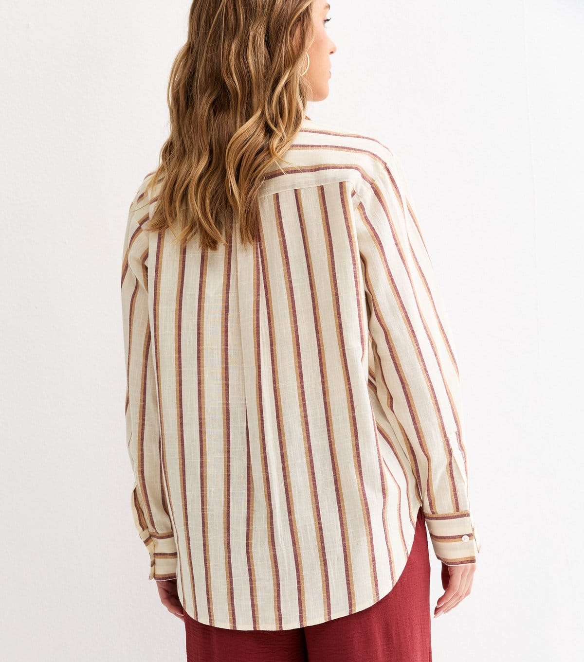 New Look Women's Cream Striped Cotton Long Sleeve Shirt New Look - 4