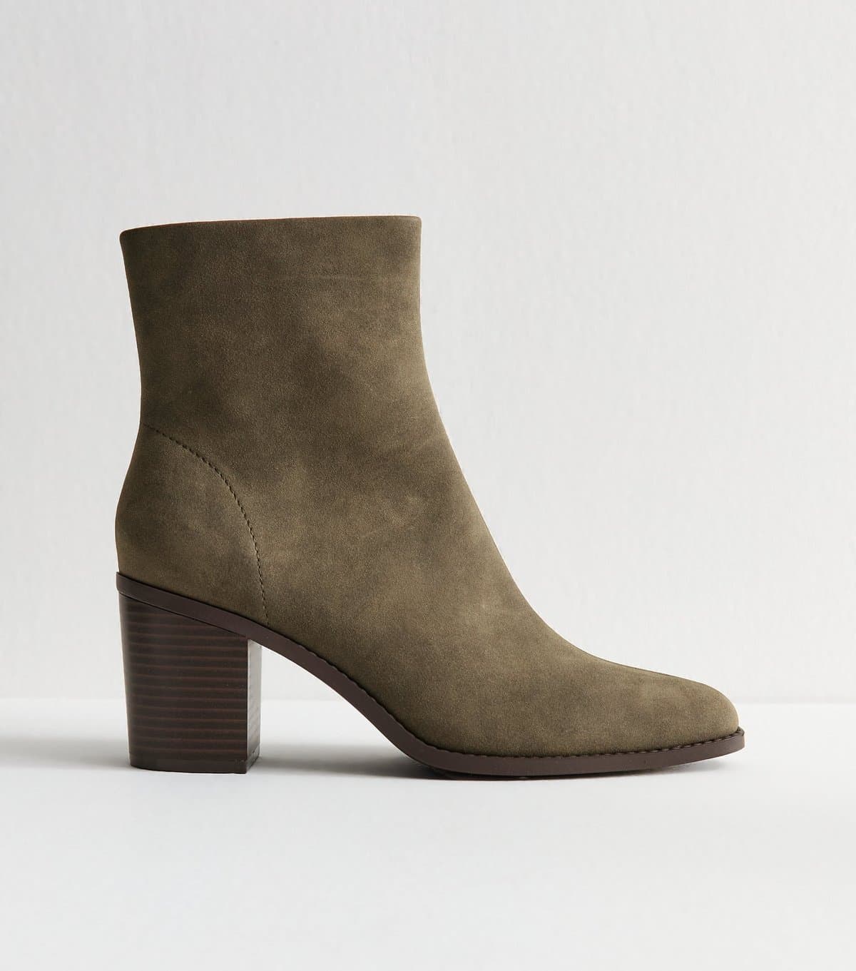 New Look New Look Khaki Faux Suede Almond Toe Ankle Boots