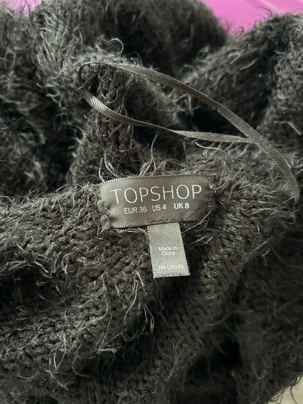 Topshop Black Fluffy Crop Jumper