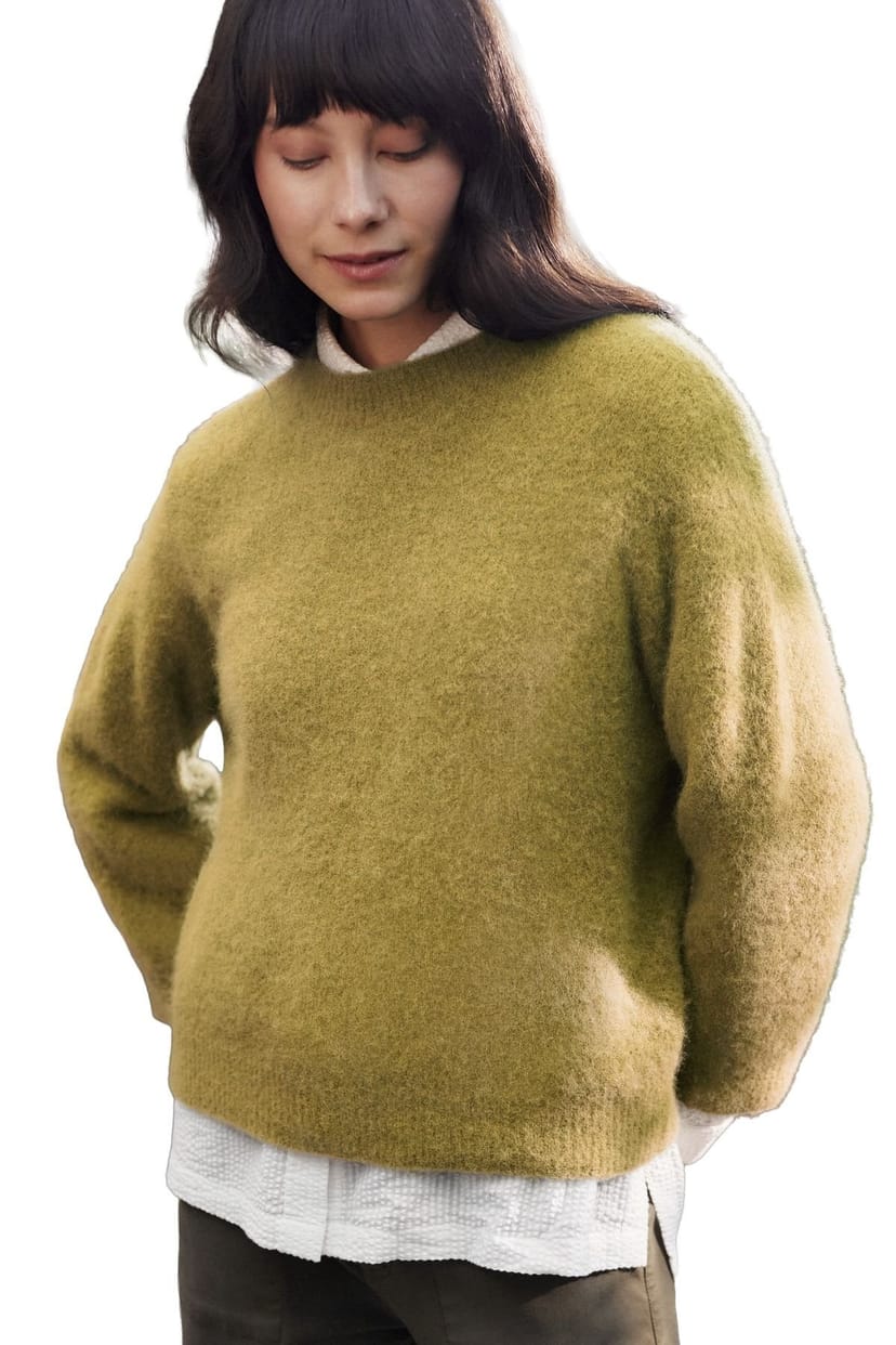 Celtic & Co Celtic & Co Women's Crew Neck Alpaca Sweater in Olive - 1