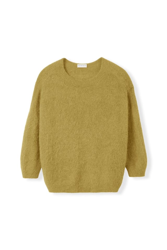 Celtic & Co Celtic & Co Women's Crew Neck Alpaca Sweater in Olive - 2