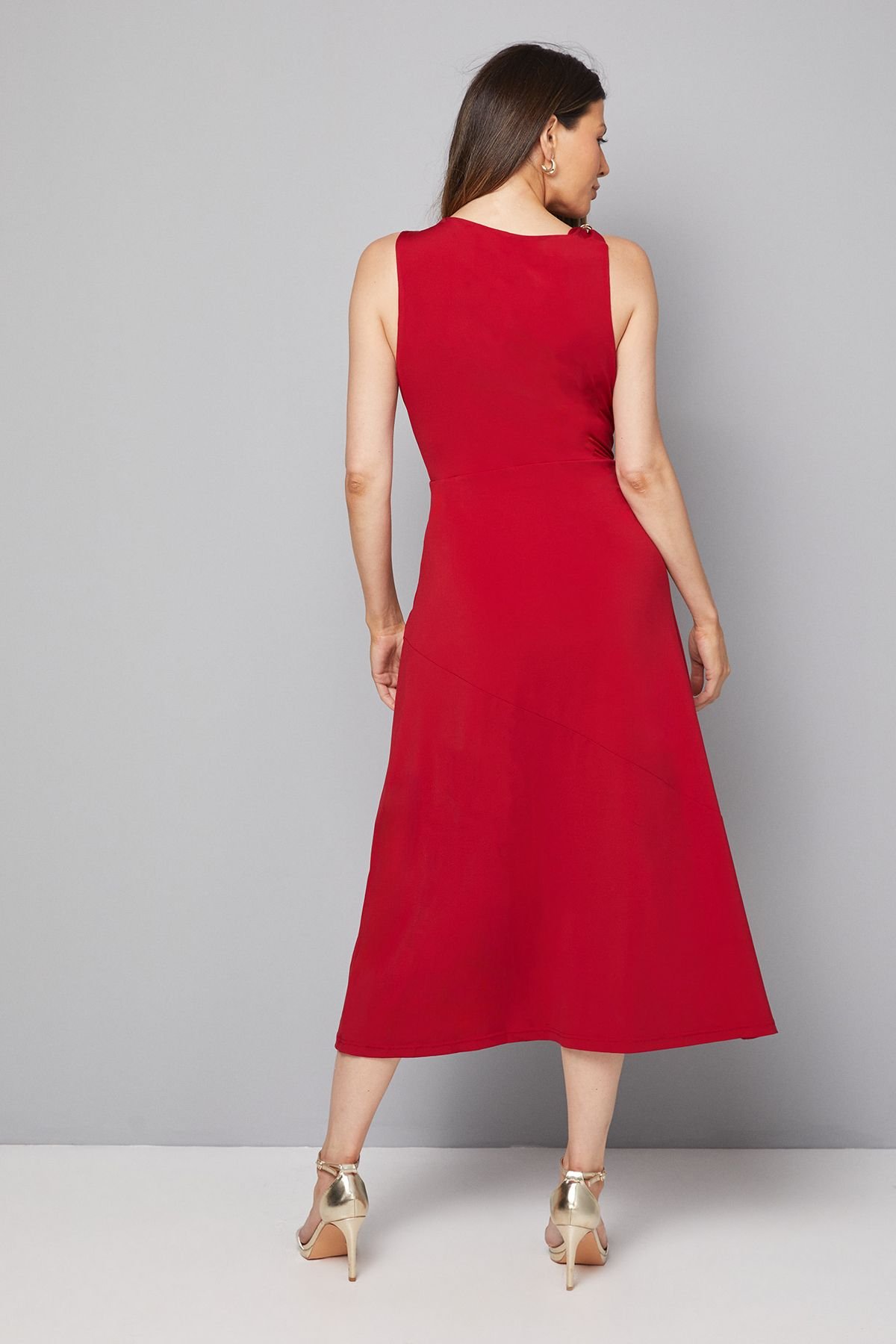 Wallis Wallis Women's Jersey Trim Detail Midi Dress in Red - 4