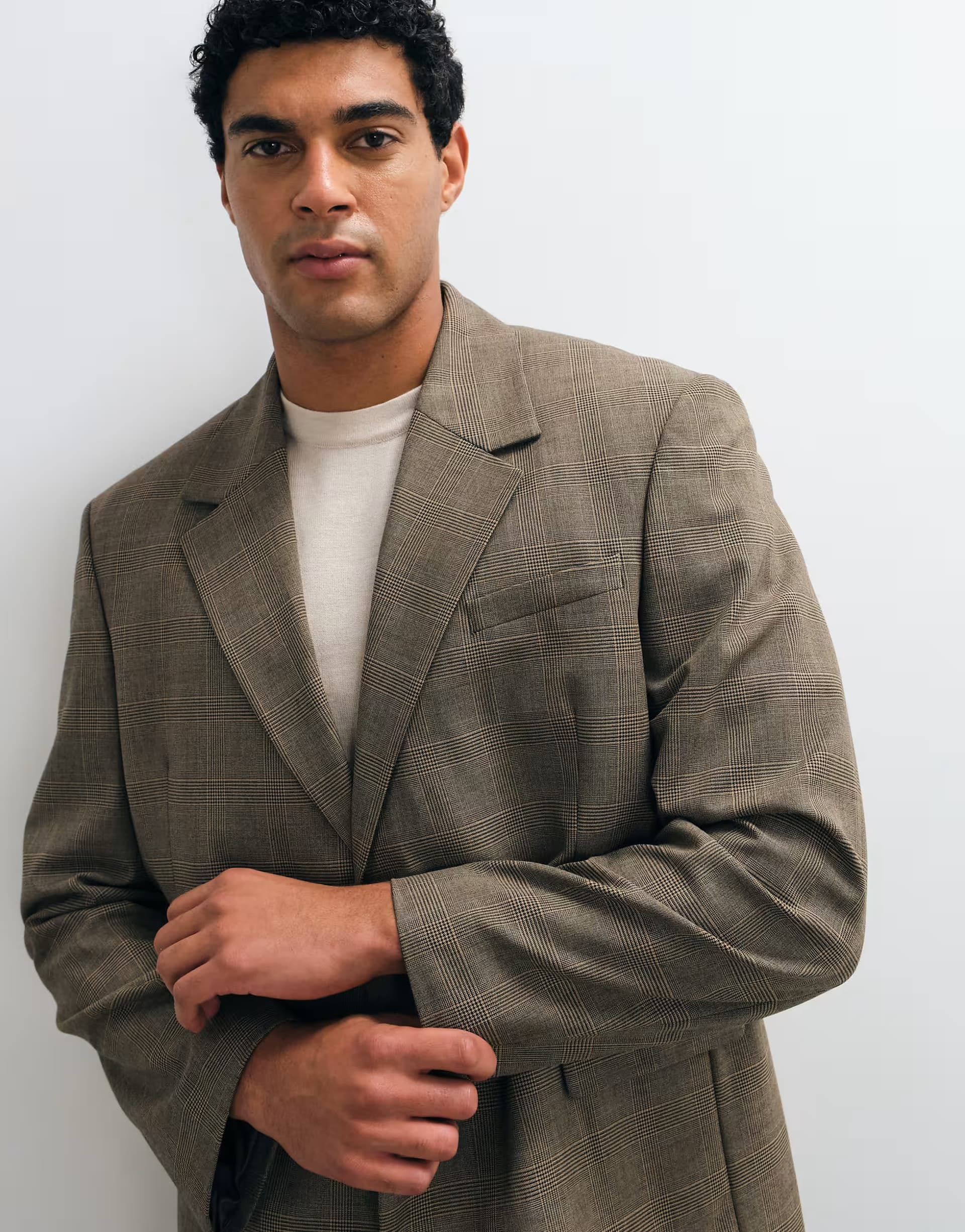 ASOS ASOS DESIGN oversized suit jacket in brown check