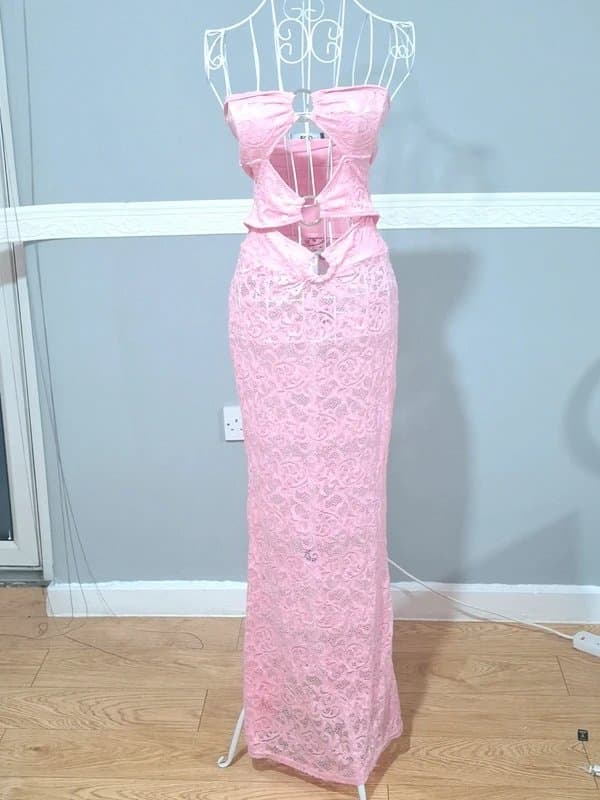 EGO EGO Pink Lace Cut Out Maxi Dress | BNWT | Size 12