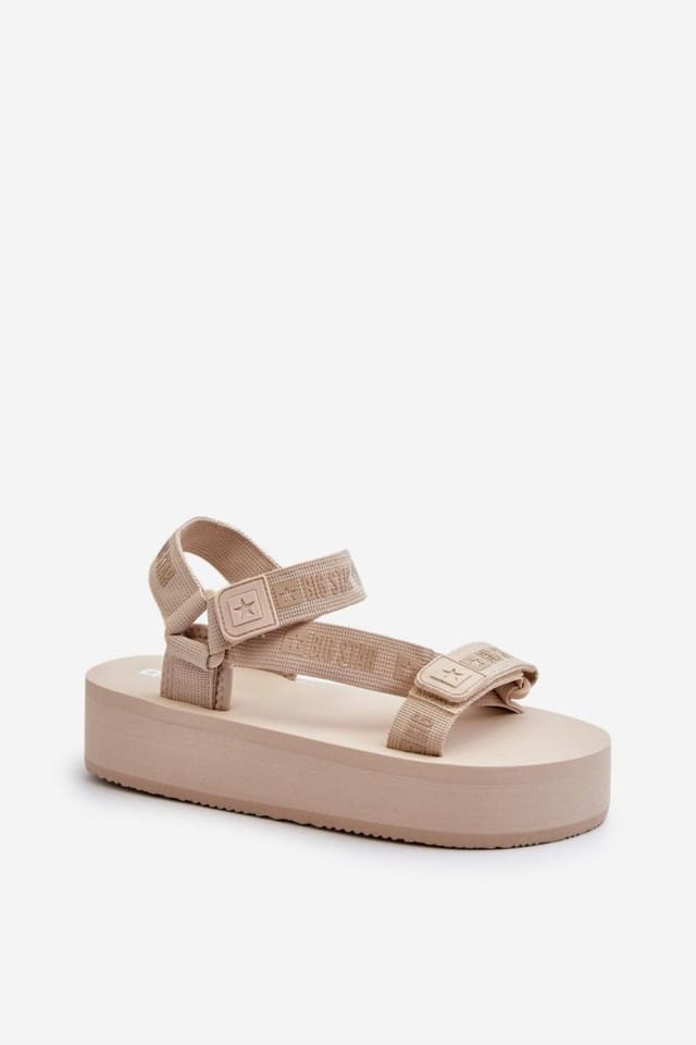 Love Lace Love Lace Women's Big Star Platform Sandals with Velcro Strap for Summer Comfort in Beige - 2