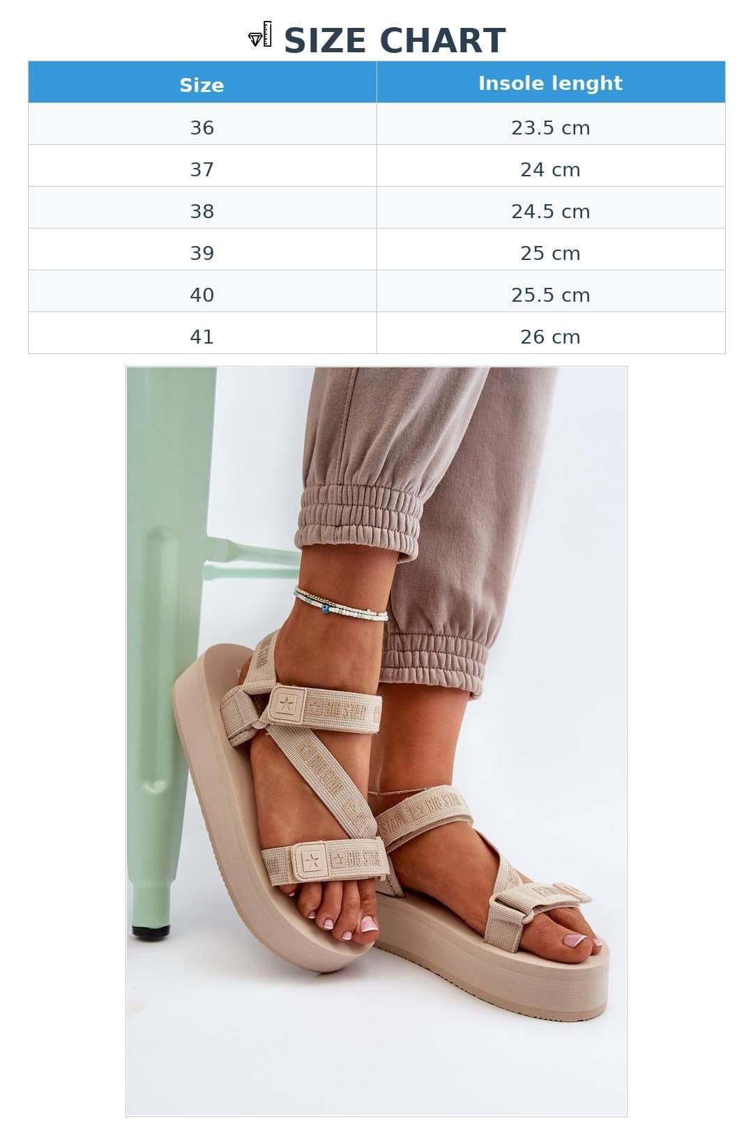 Love Lace Love Lace Women's Big Star Platform Sandals with Velcro Strap for Summer Comfort in Beige - 4