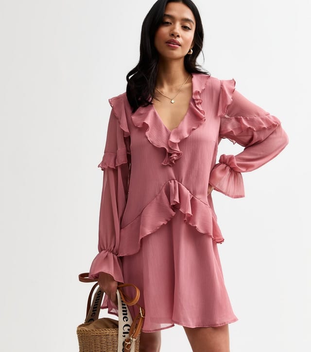 New Look Women's Petite Pink Ruffle Trimmed Mini Dress New Look - 2