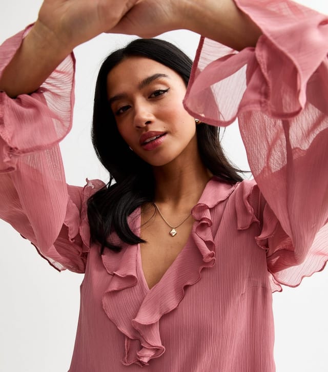 New Look Women's Petite Pink Ruffle Trimmed Mini Dress New Look - 3
