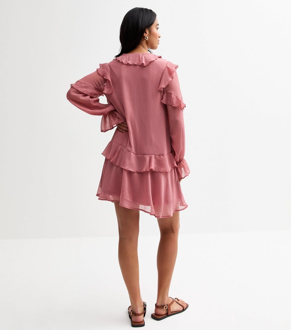 New Look Women's Petite Pink Ruffle Trimmed Mini Dress New Look - 4