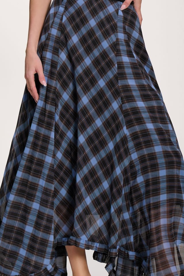 Jolie Moi Jolie Moi Women's Checked Chiffon Hem Maxi Skirt - 3
