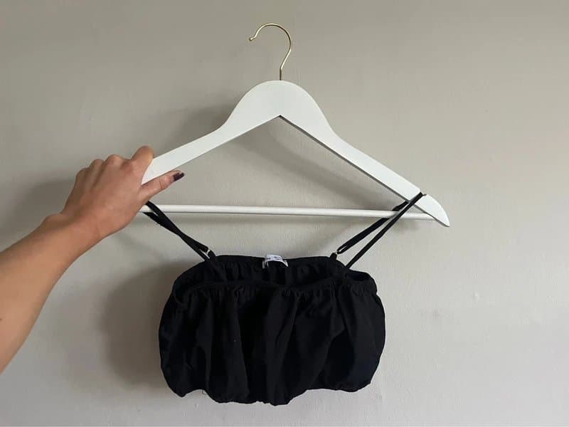 Bershka black ruched crop top