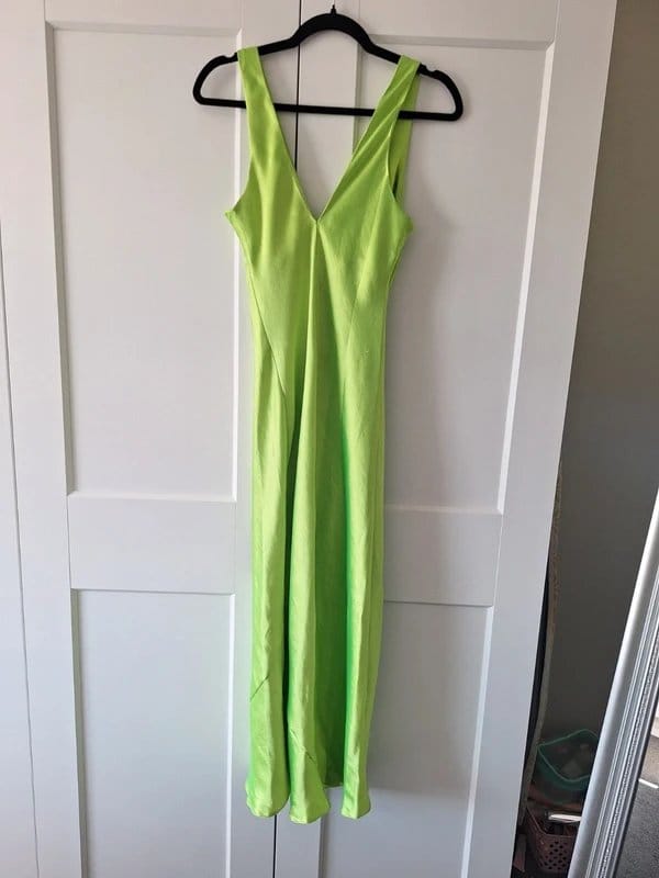 ASOS Lime Green Silk Bodycon Dress