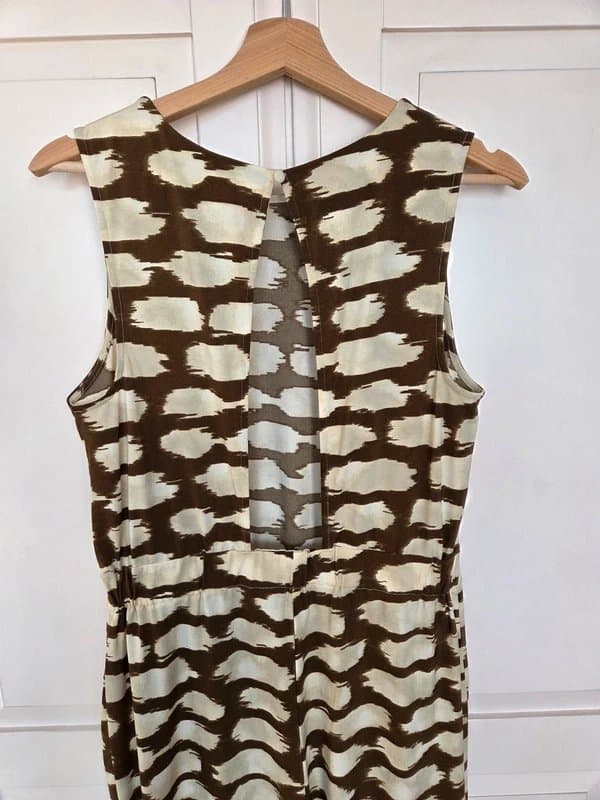 Next Next Jumpsuit Brown & Cream Abstract Print Sleeveless Size 10