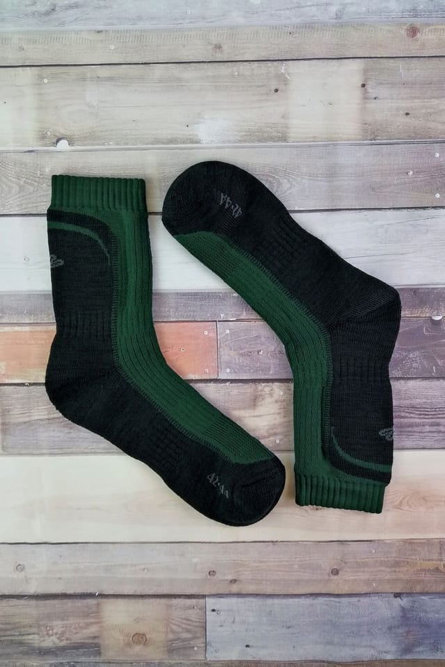 Dr Hunter Dr Hunter Men's 1 Pack Reinforced Heel & Toe Merino Wool Hiking Socks in Green - 3