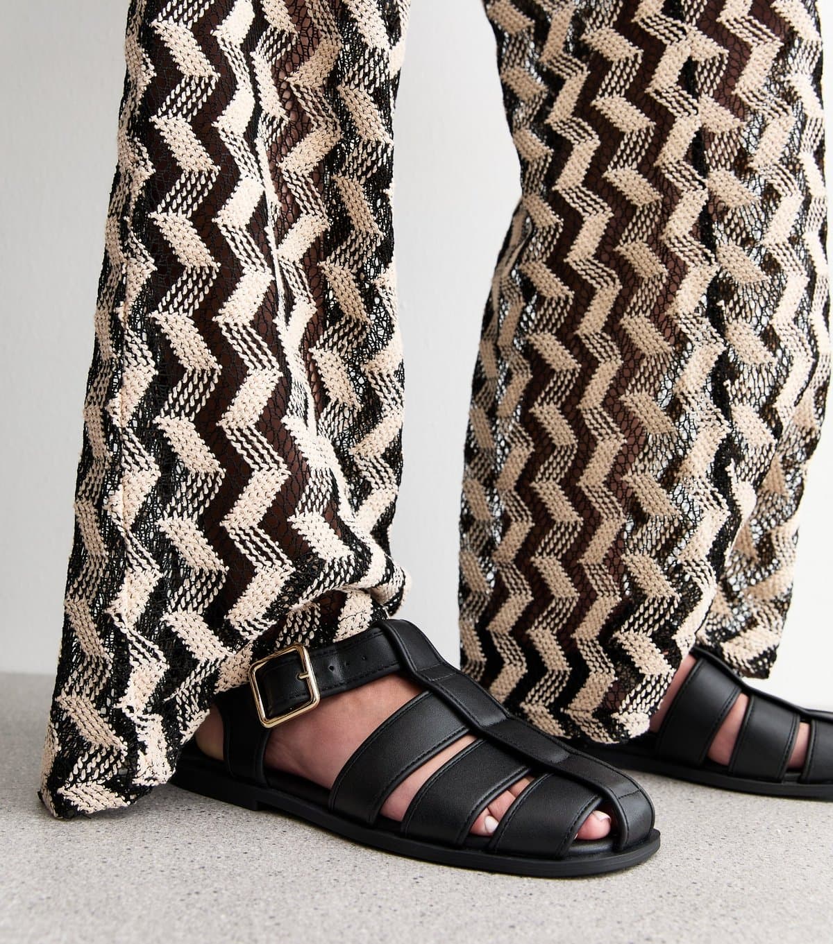 New Look Women's Black Faux Leather Fisherman Sandals New Look