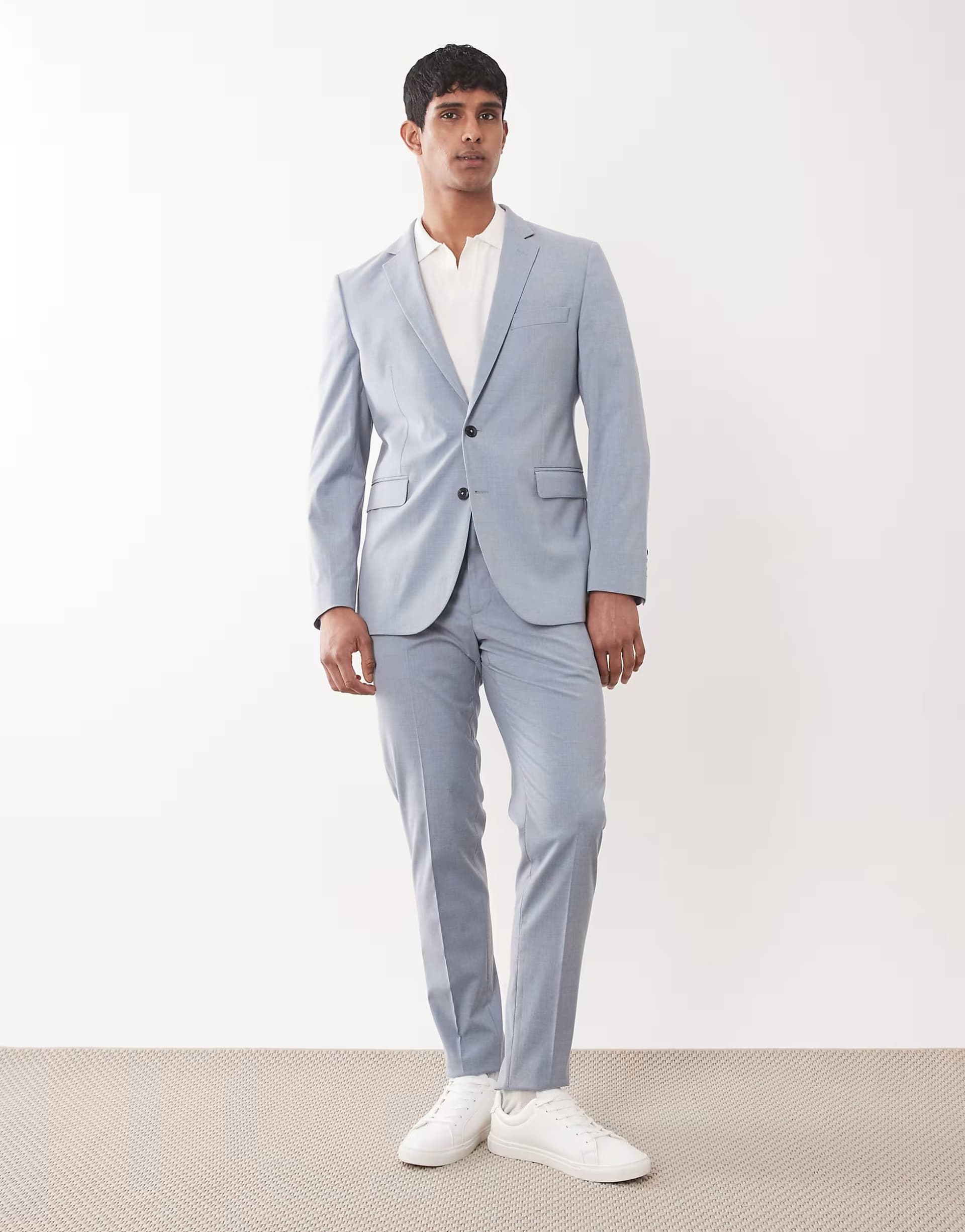 ASOS Mango Paris super slim fit suit trouser co-ord in light blue
