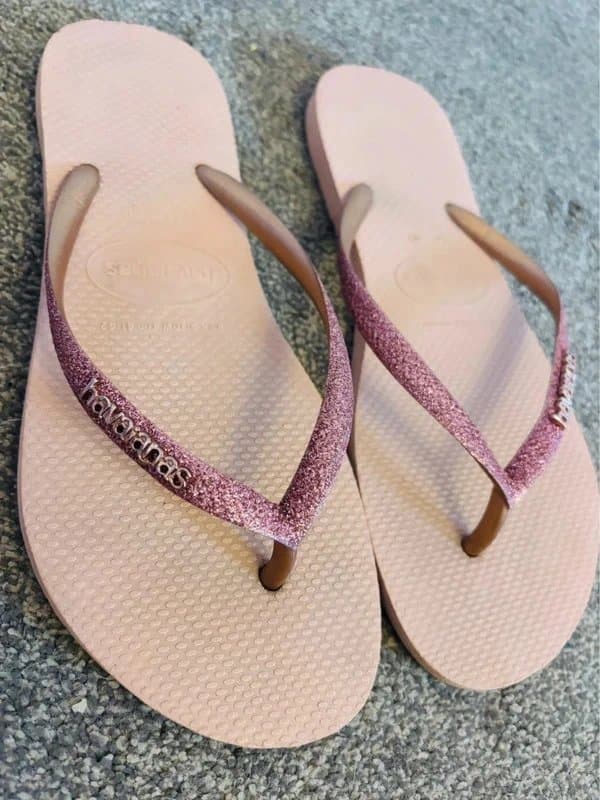 Havaianas Havaianas rose pink glitter sandals flip flop wedding party holiday beach 6-7 39/40 same day post
