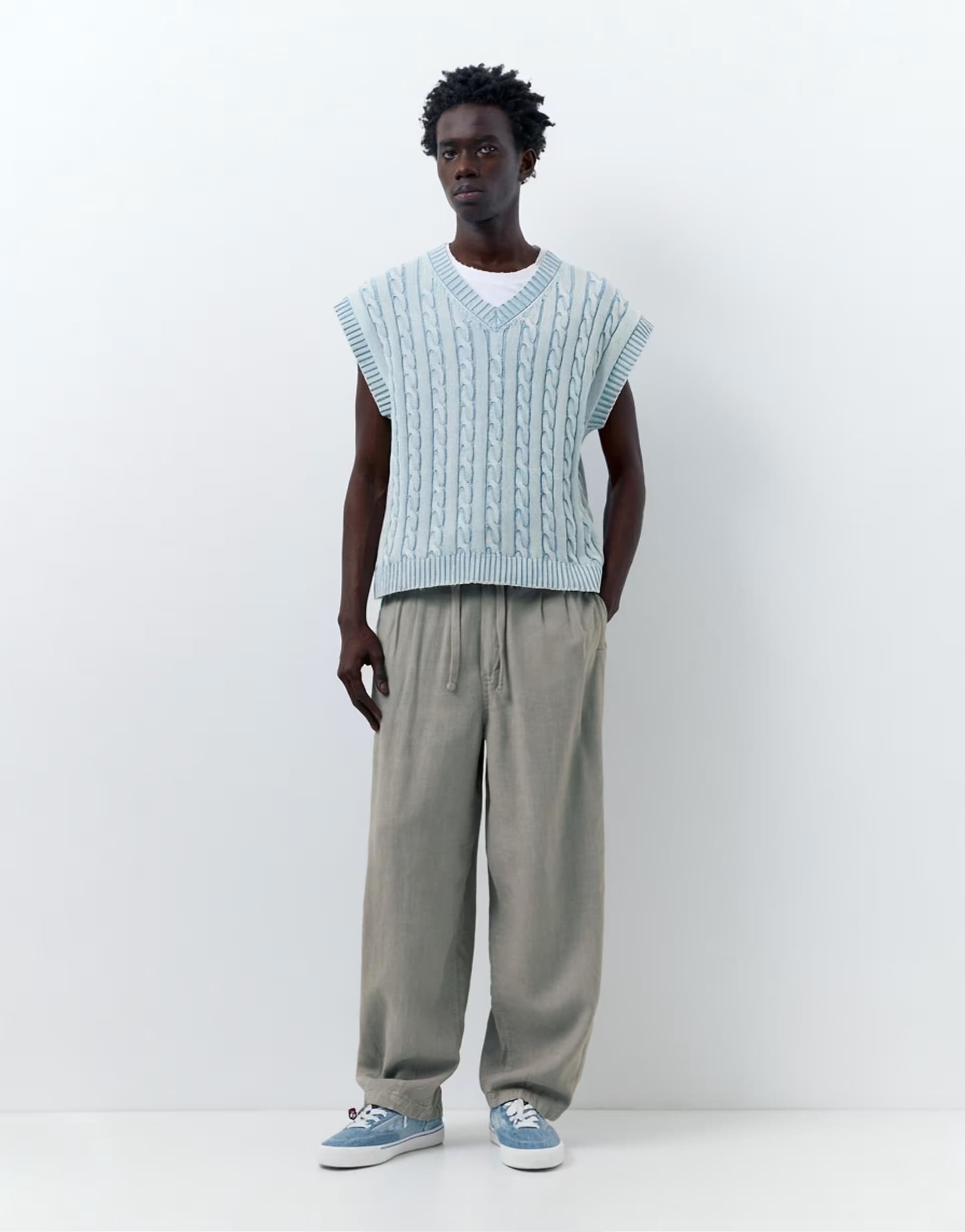 ASOS Pull&Bear Linen blend trousers in pearl grey