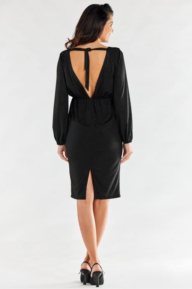Love Lace Love Lace Women's Elegant Evening Dress with Exposed Back in Black - 3