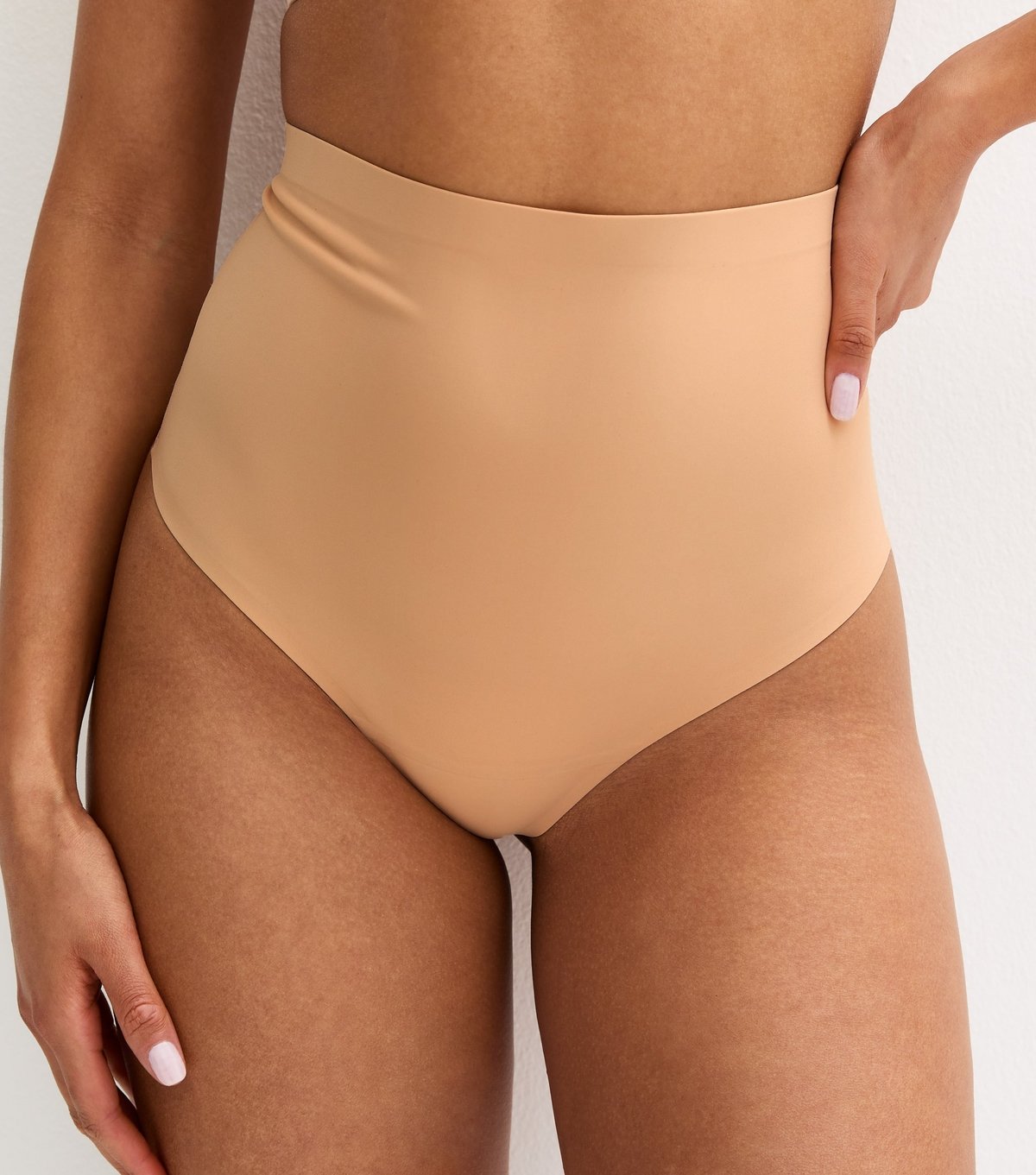 New Look Women's Tan Bonded Smooth High Waist Medium Control Shaping Thong New Look - 2