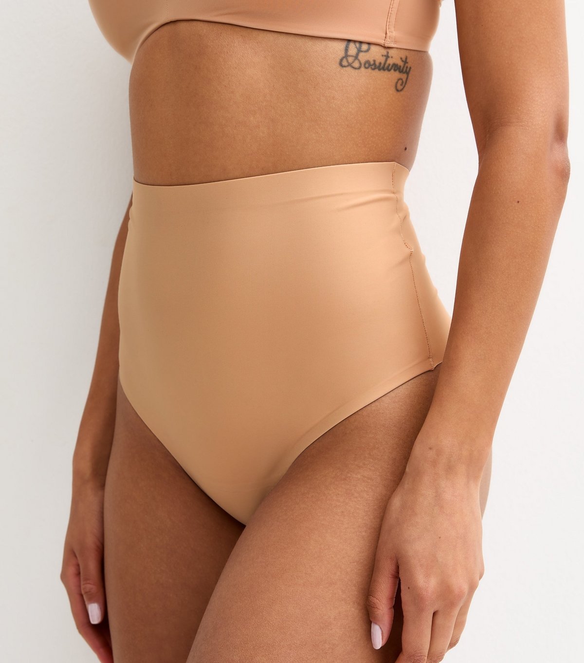 New Look Women's Tan Bonded Smooth High Waist Medium Control Shaping Thong New Look - 3