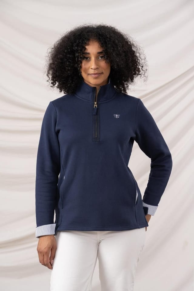 Lighthouse Clothing Lighthouse Clothing Women's Shore Sweatshirt Cotton Funnel Neck Jersey in Navy - 2