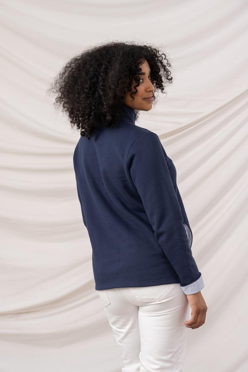 Lighthouse Clothing Lighthouse Clothing Women's Shore Sweatshirt Cotton Funnel Neck Jersey in Navy - 4