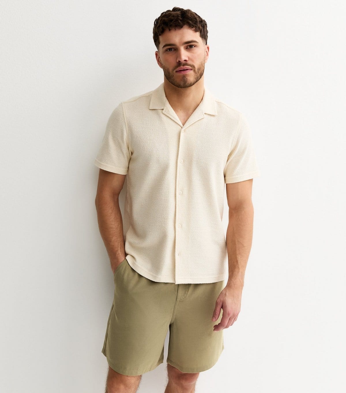 New Look Olive Linen Look Pull On Shorts