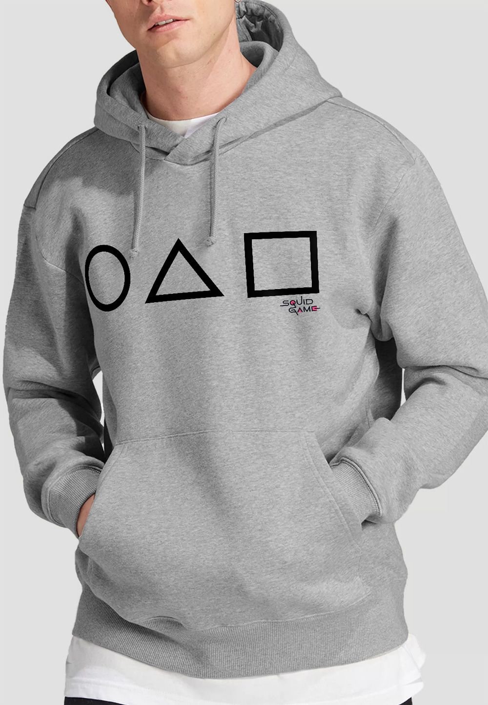 Netflix Netflix Men's Squid Game Main Icons Hoodie, Athletic Heather in Light Grey - 4