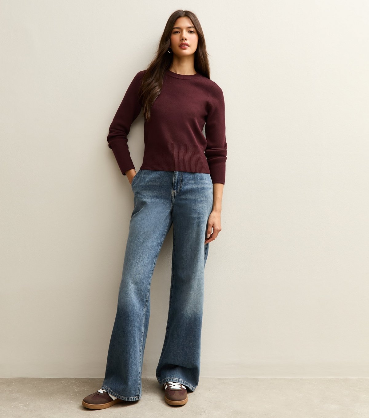 New Look Women's Dark Purple Ribbed Knit Crew Neck Jumper New Look - 3